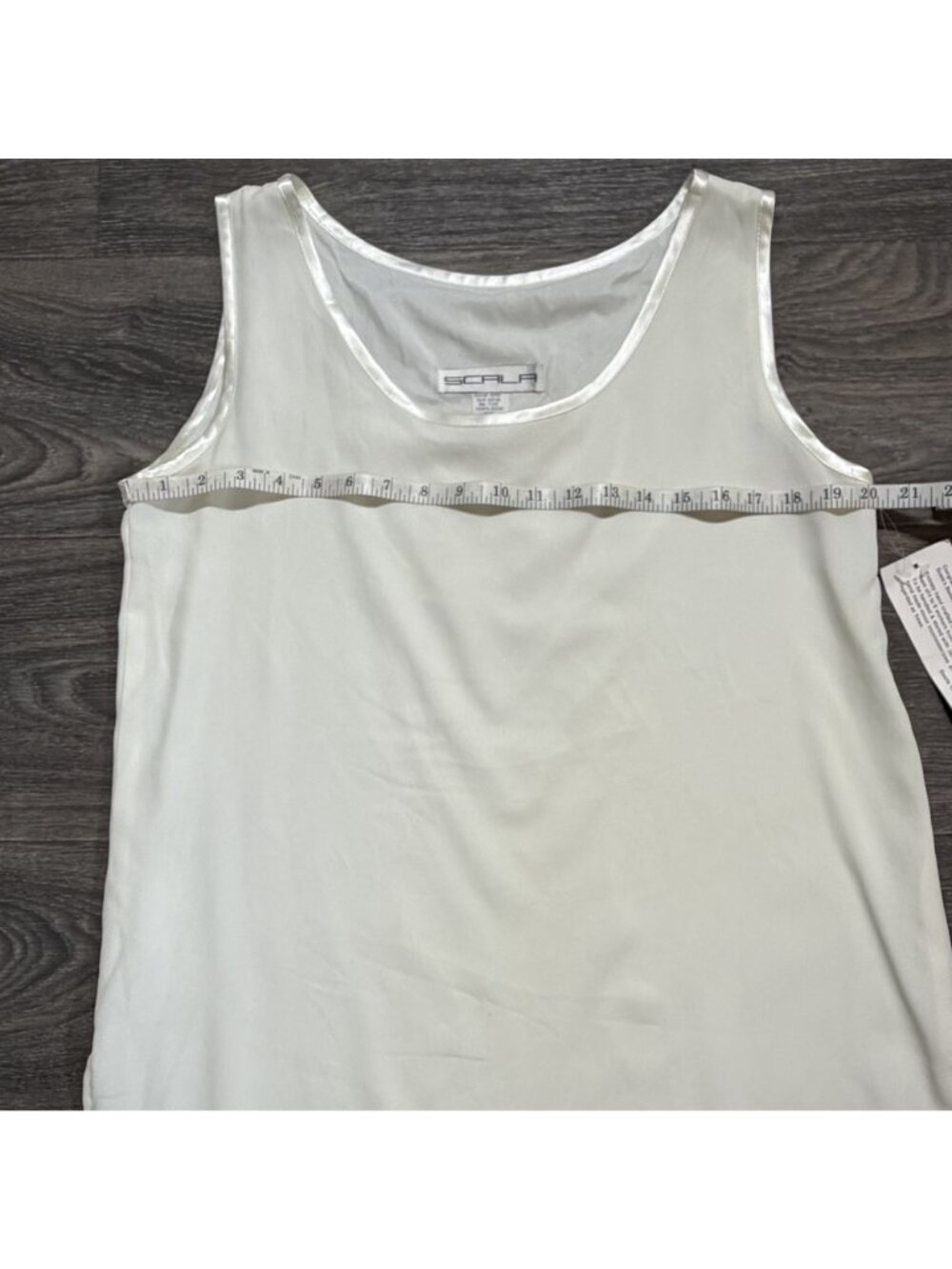 NEW Scala Sleeveless Tank Top Large Lined White Made in USA Layering Neutral VTG - Picture 5 of 14